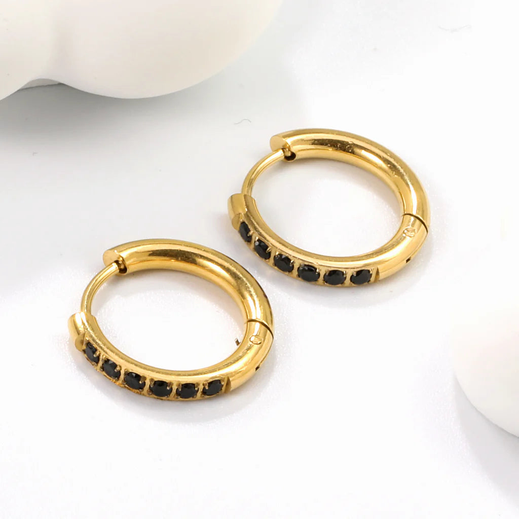 Nora Black Huggie Earrings