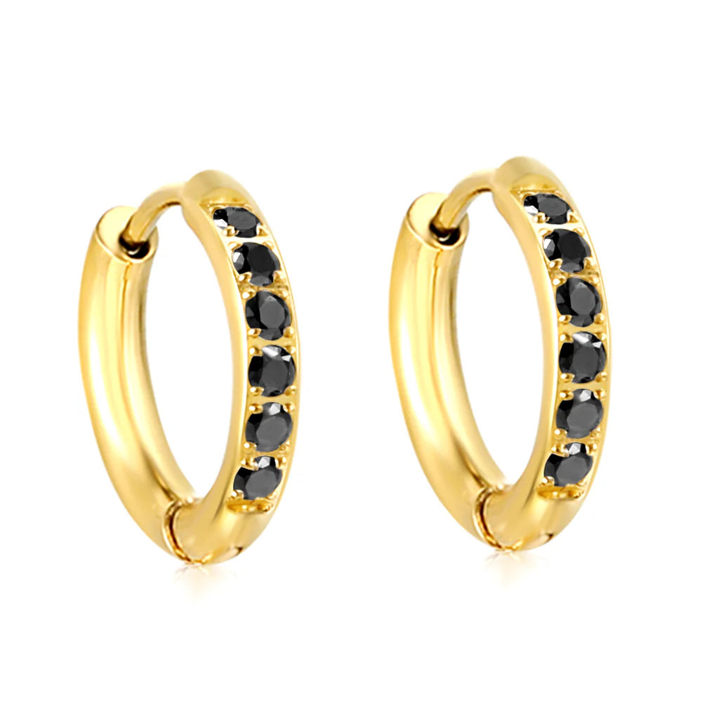 Nora Black Huggie Earrings