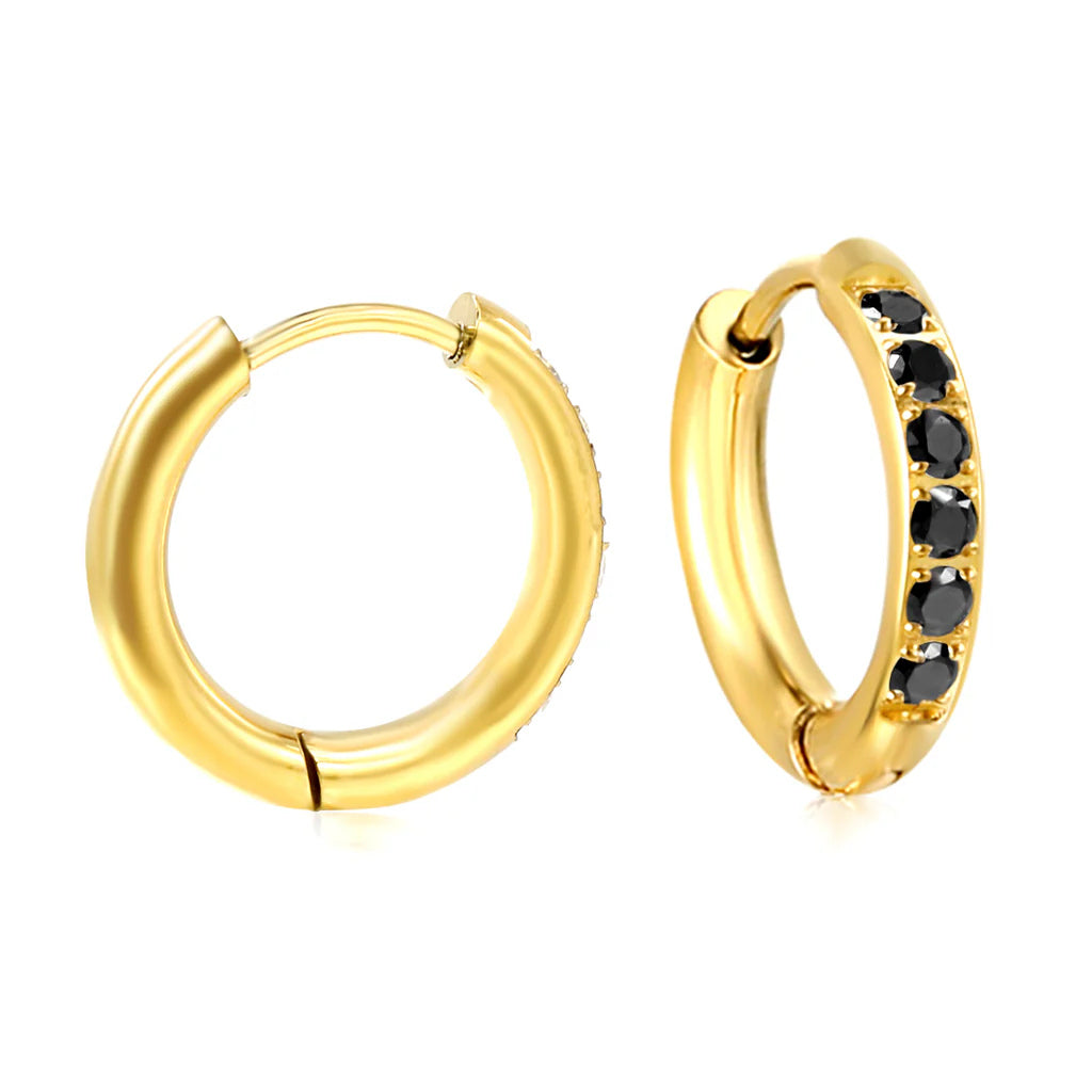 Nora Black Huggie Earrings