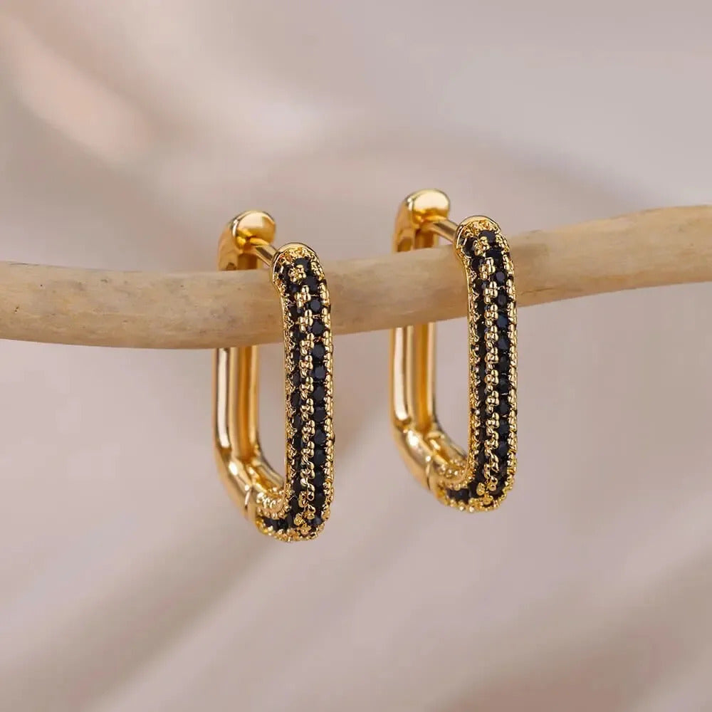 Noir Square Earrings